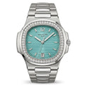 Patek Philippe, женские, с серебристым циферблатом и безелем, украшенным бриллиантами