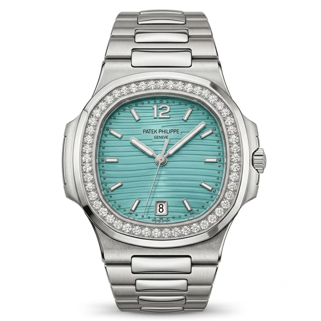Patek Philippe, женские, с серебристым циферблатом и безелем, украшенным бриллиантами