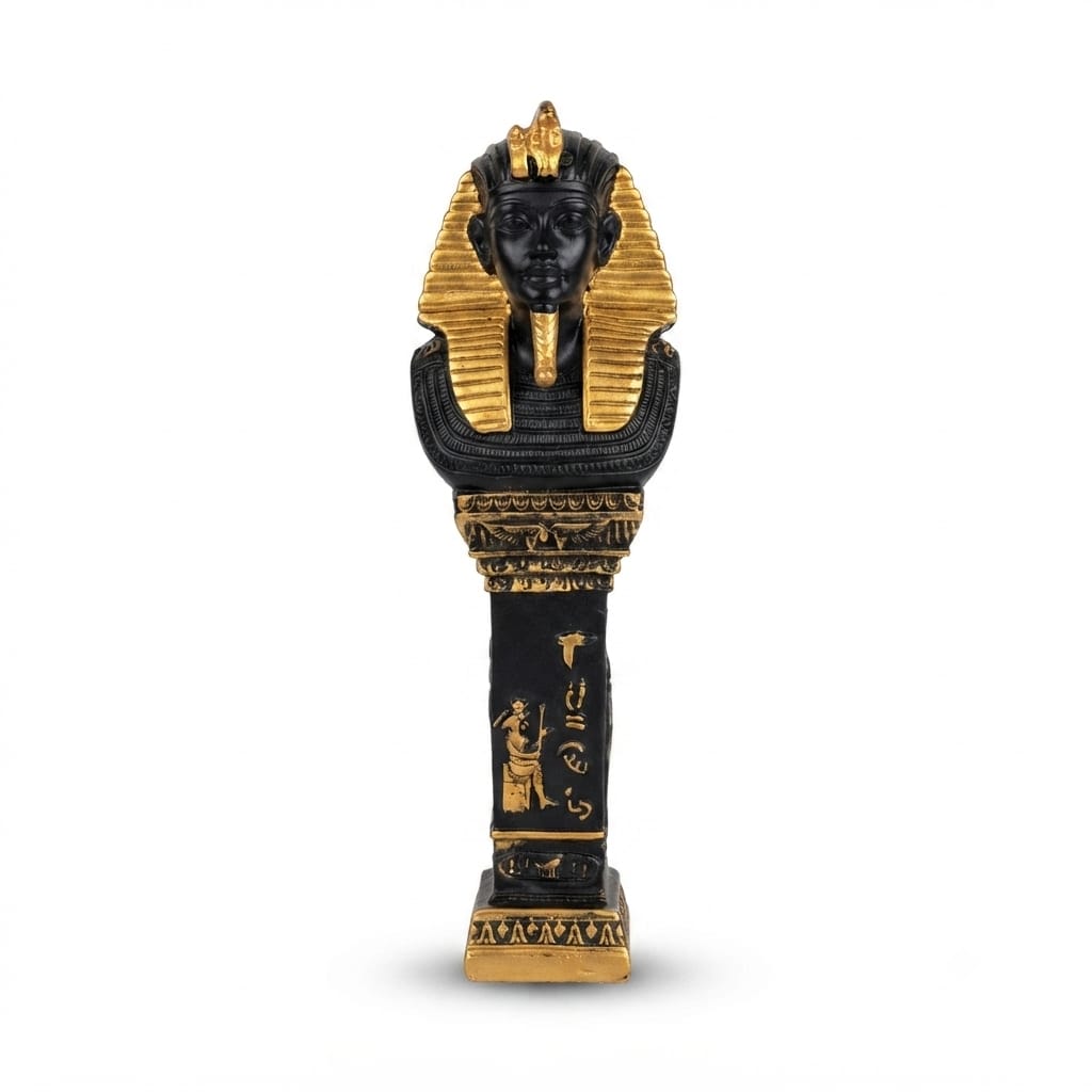 Black and Gold Tall Pharaonic King Bust Figurine