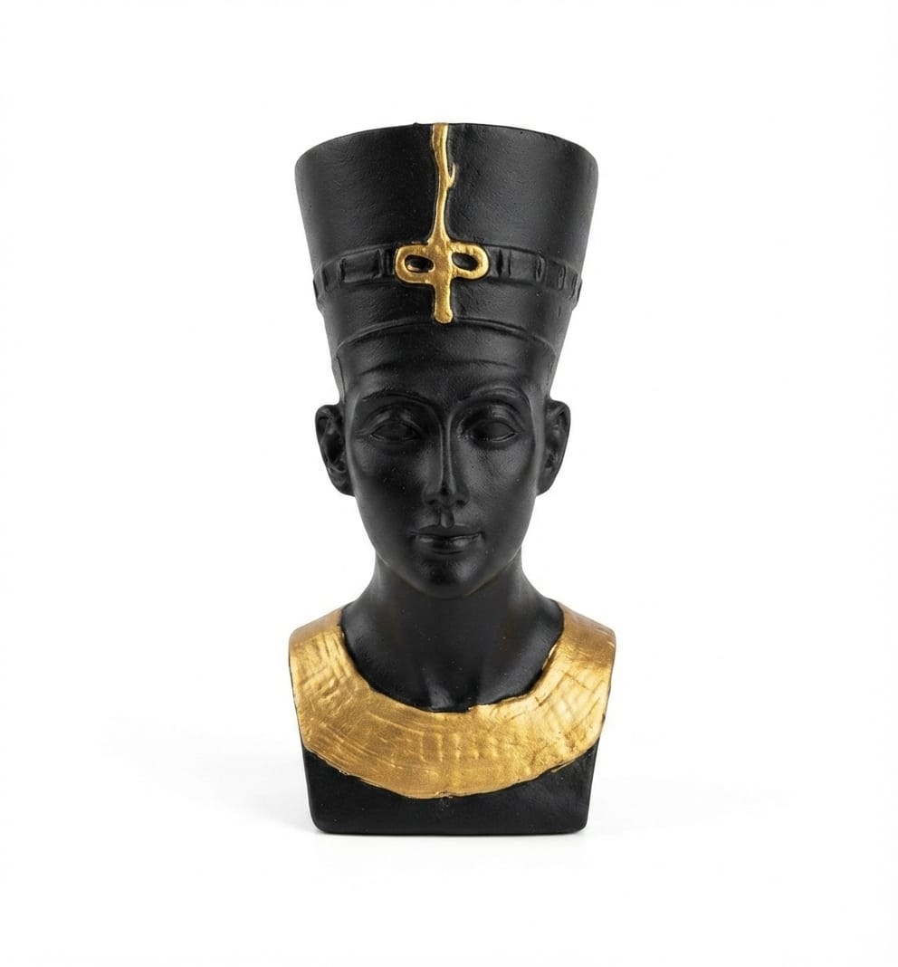 Black and Gold Queen Nefertiti Bust Figurine