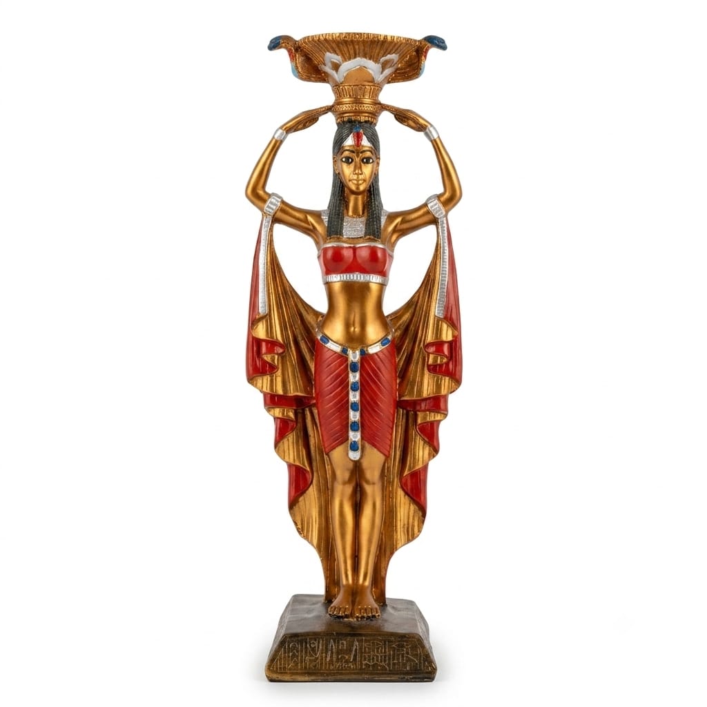 Red and Gold Egyptian Water Carrier Figurine