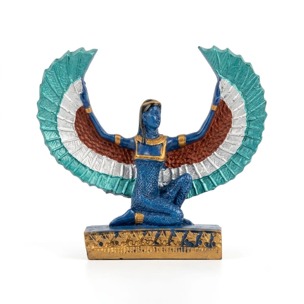 Blue and Turquoise Winged Goddess Isis Figurine