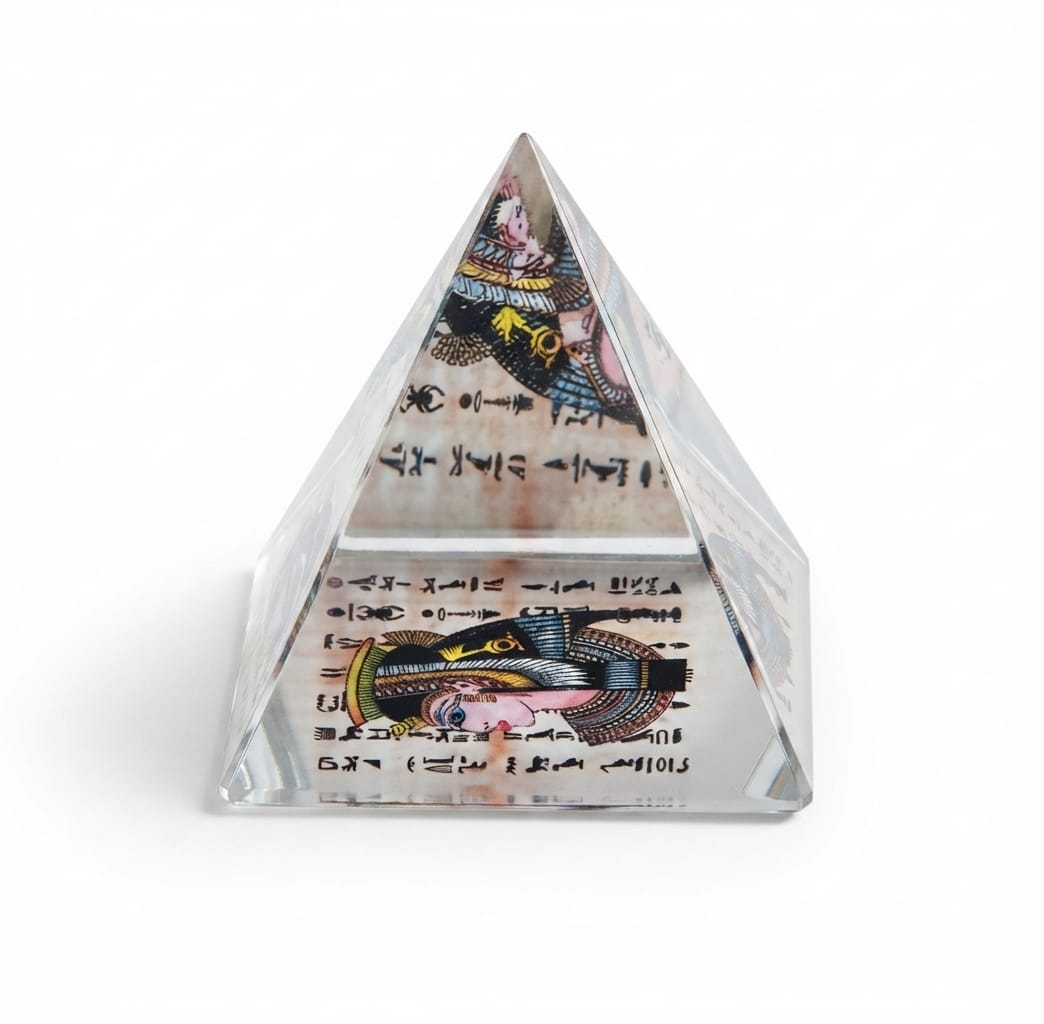 Decorative Glass Pyramid with Pharaonic Inscriptions