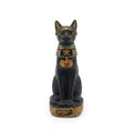Black Bastet Cat Figurine with Colorful Collar