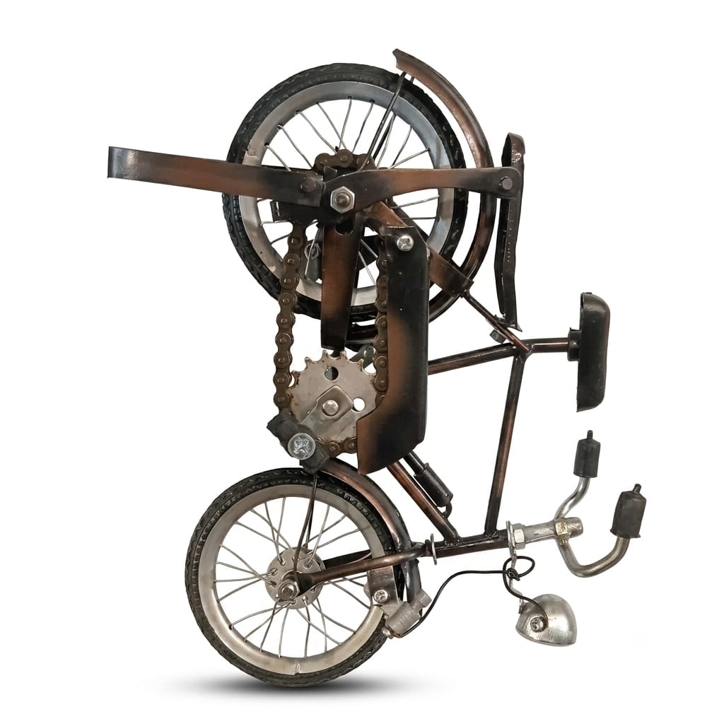 Handcrafted Recycled Metal Bicycle Sculpture