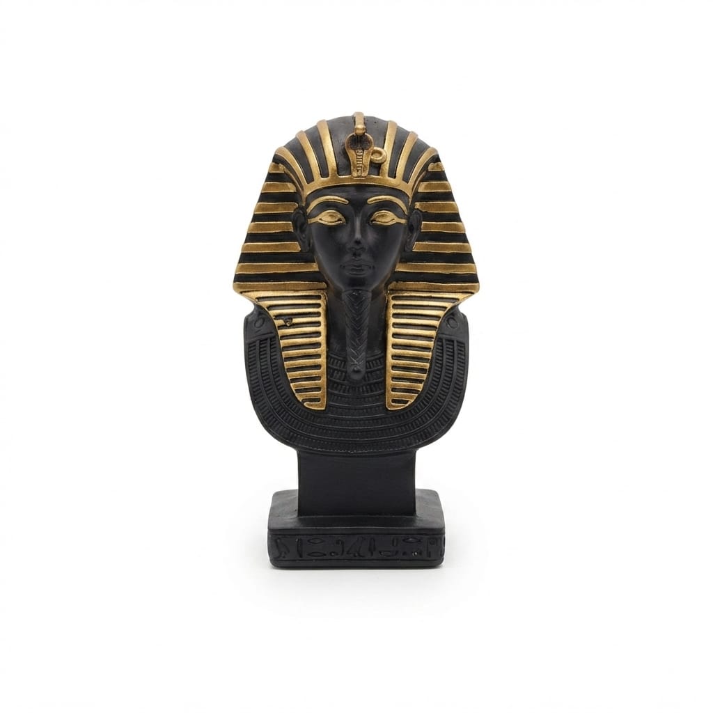 Black and Gold Pharaonic King Bust Figurine on Base
