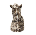 White and Brown Rhinoceros Figurine on Texturized Base