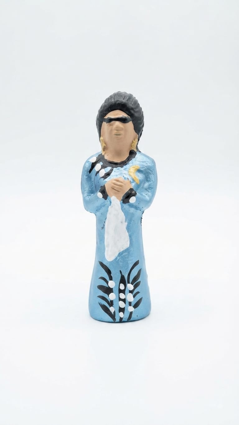 Blue and White Traditional Egyptian Female Figurine