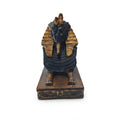 Black and gold Pharaonic sphinx figurine on an inscribed base