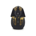 Matte black and gold King Tutankhamun bust figurine showing shoulders and chest