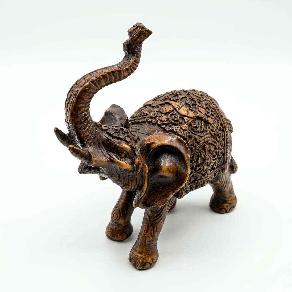 Dark Wood Finish Ornamental Elephant Figurine