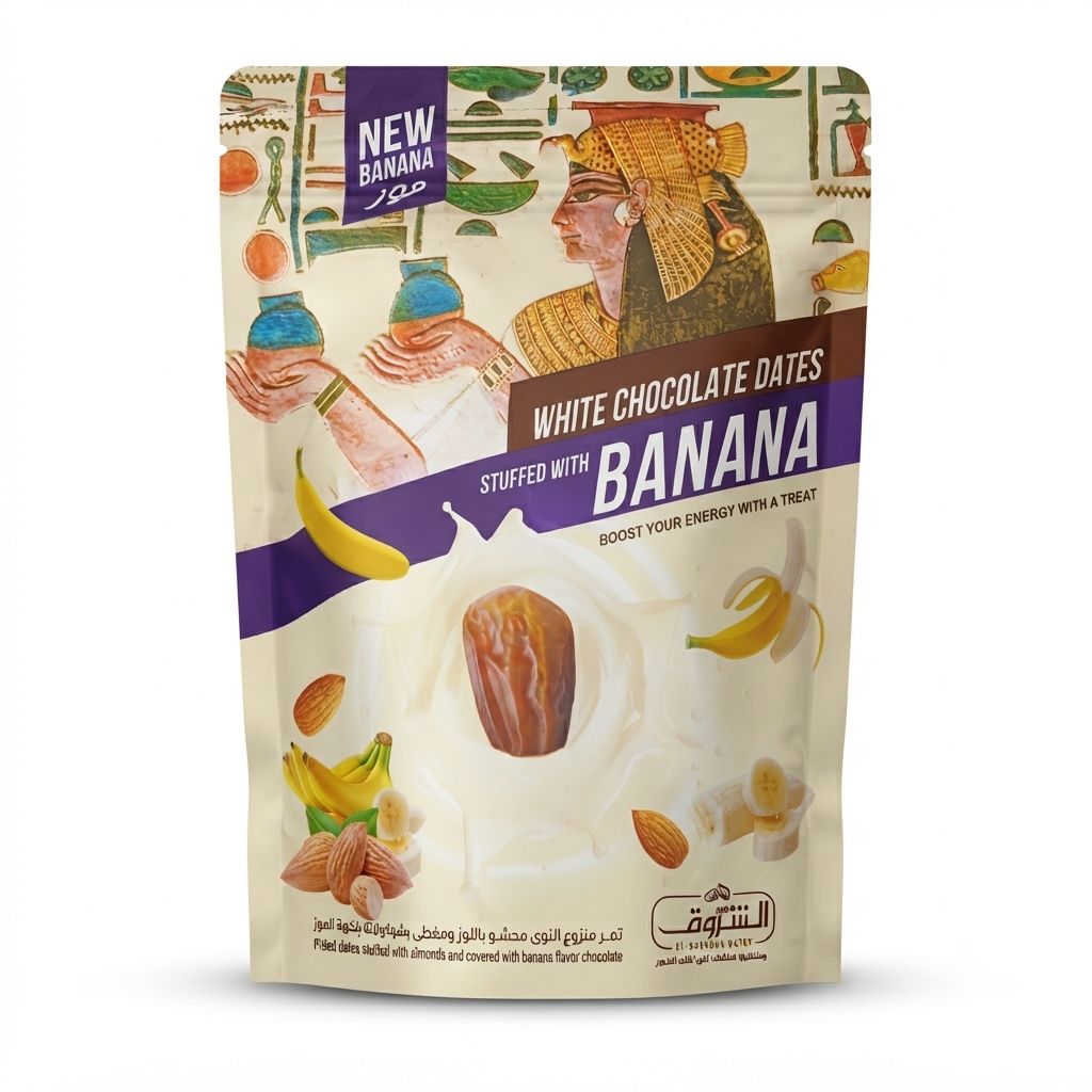 Dates with white chocolate and banana