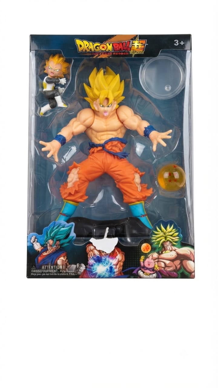 Dragon Ball Super Super Saiyan Goku Action Figure with Vegeta and 4-Star Dragon Ball