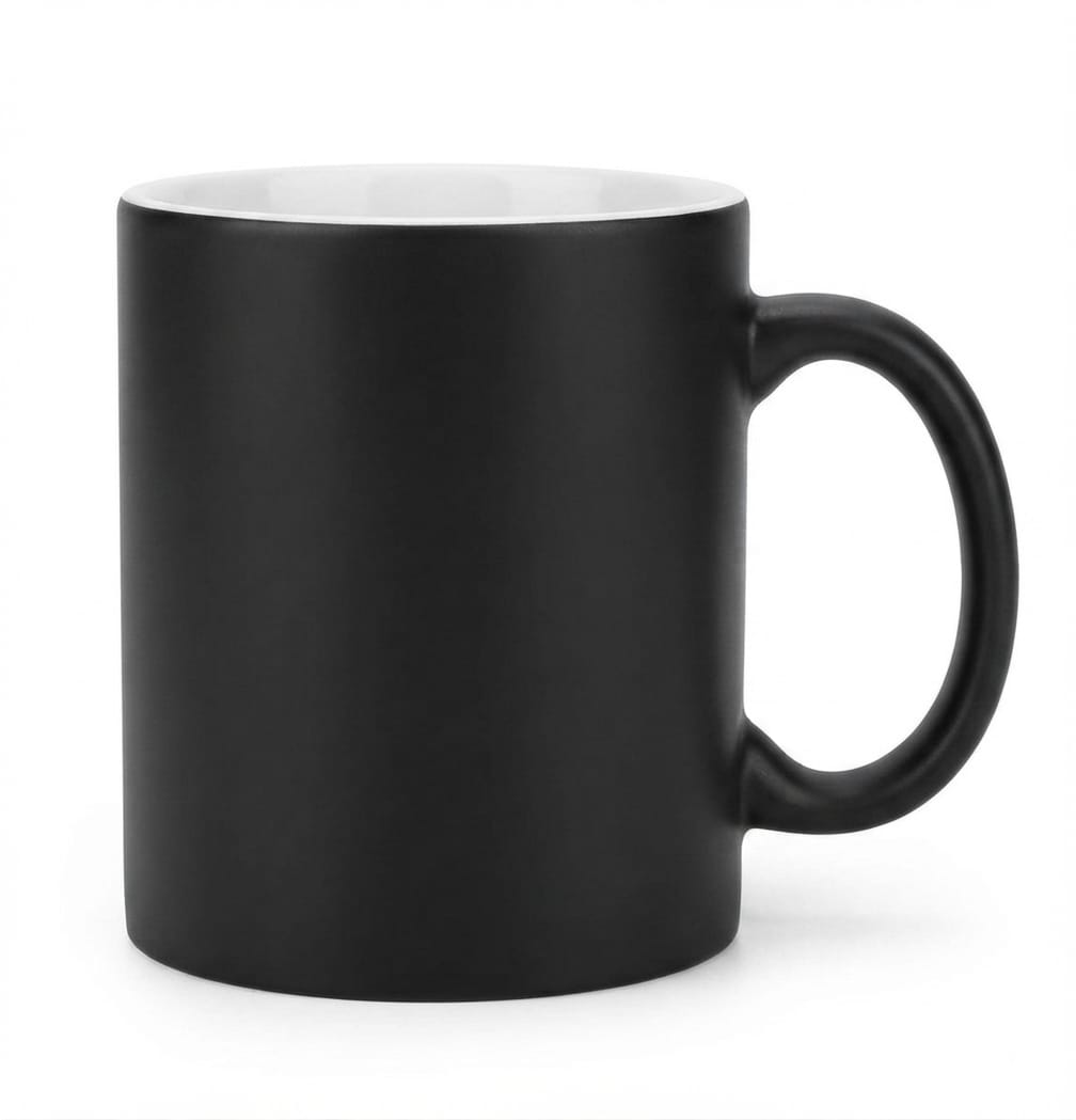 Matte Black Ceramic Mug with White Interior