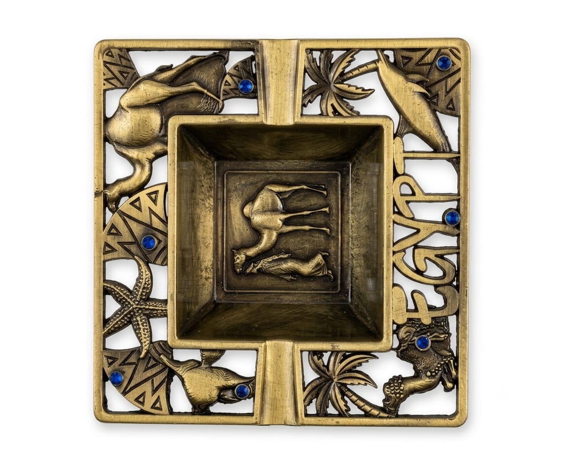 Egyptian Theme Square Ashtray