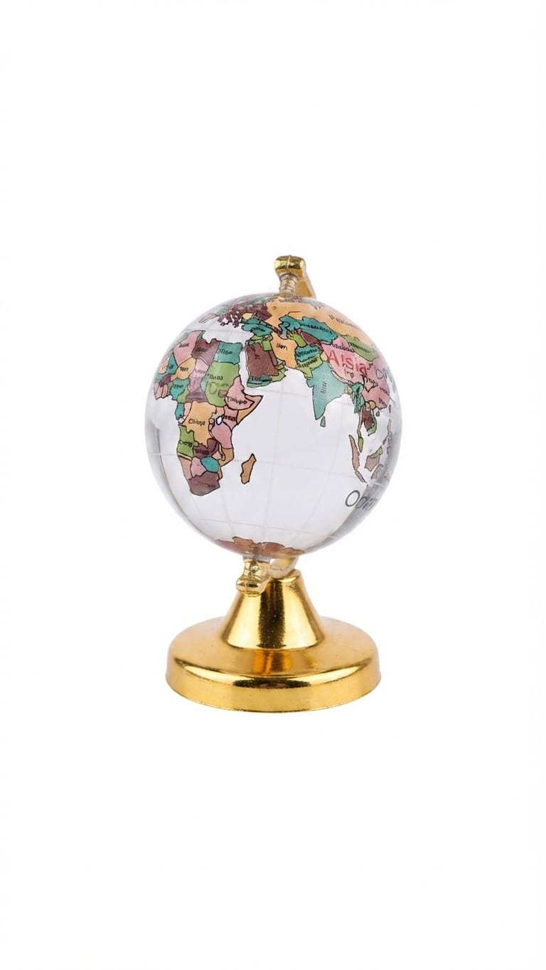 Clear and Gold Globe Figurine on a Stand