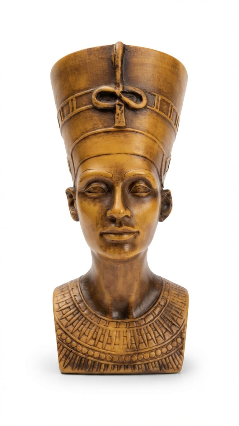 Antique ivory-colored Queen Nefertiti bust figurine