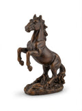 Brown wooden-finish rearing horse figurine