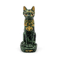 Green Marble Finish Bastet Cat Figurine with Gold Accents