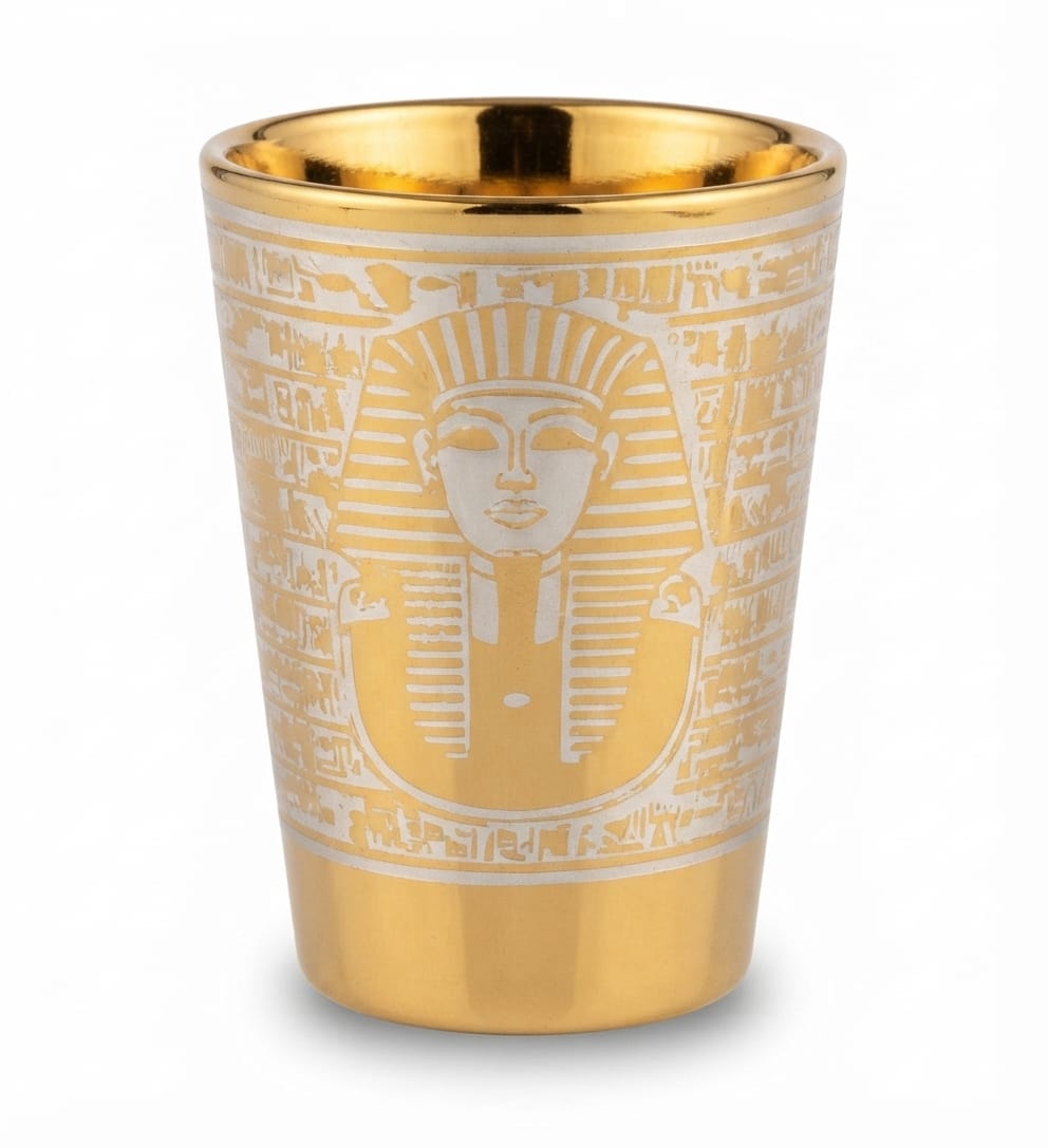 Gold and Silver Pharaoh Pattern Shot Glass