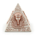 Beige and Terracotta King Tutankhamun Hieroglyphics Pyramid Figurine