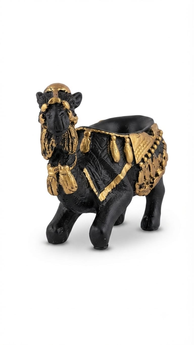 Black and gold camel figurine
