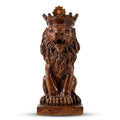 Dark Wood Finish Crowned Lion Figurine