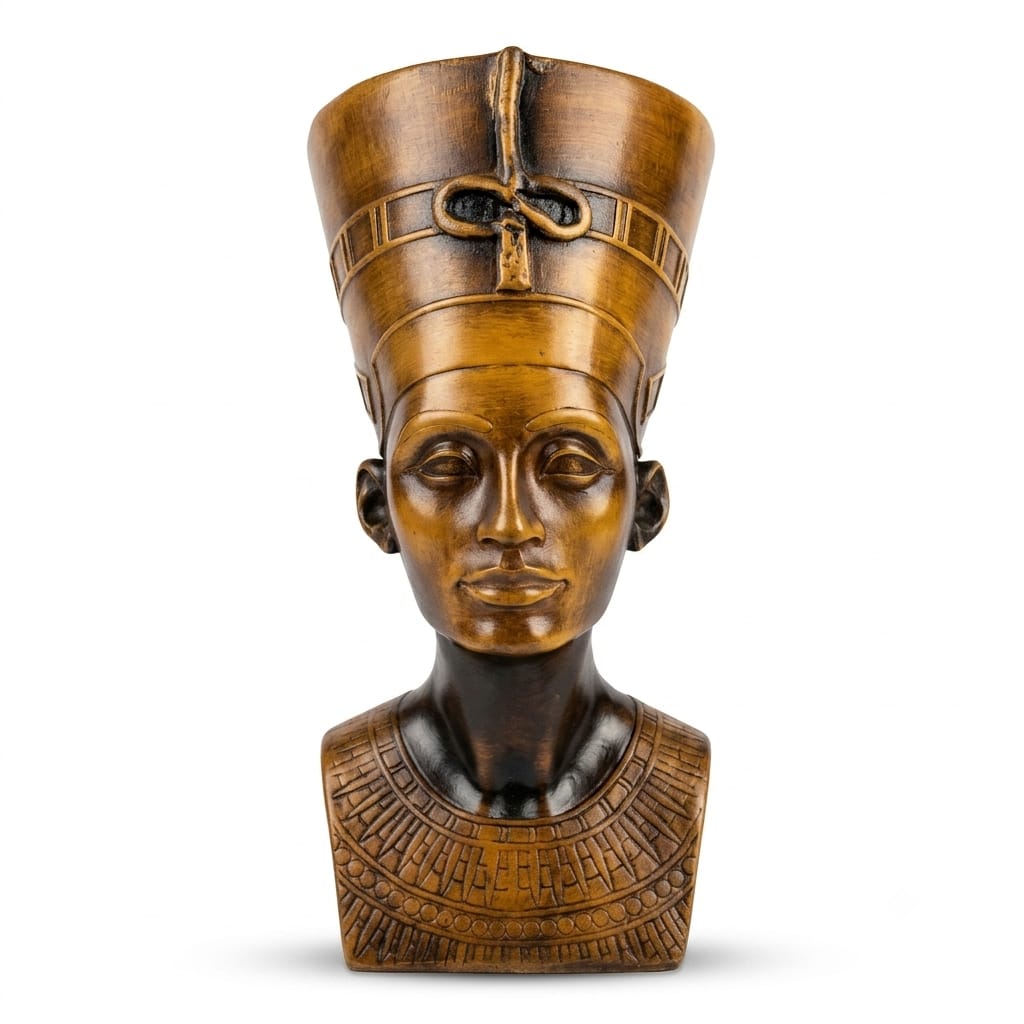 Antique Wooden Finish Queen Nefertiti Bust