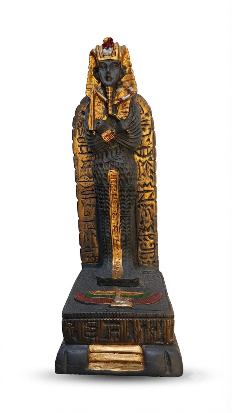 Black and gold pharaonic sarcophagus figurine
