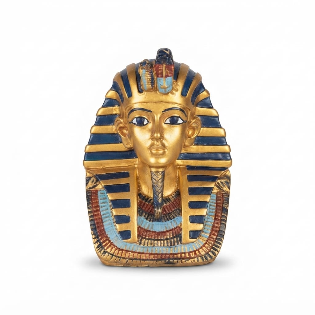 Blue and Gold Pharaonic King Bust Figurine