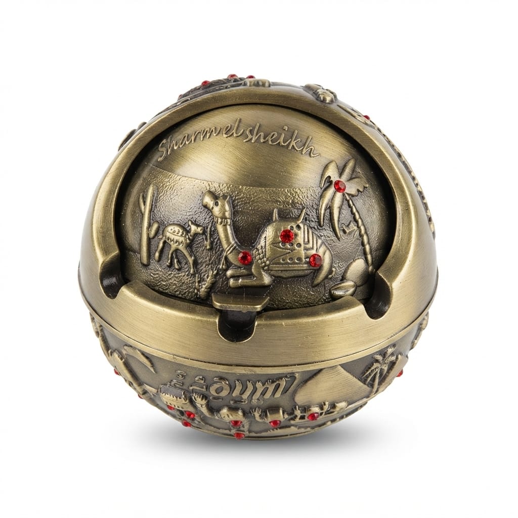 Sharm El-Sheikh Souvenir Round Ashtray with Camels