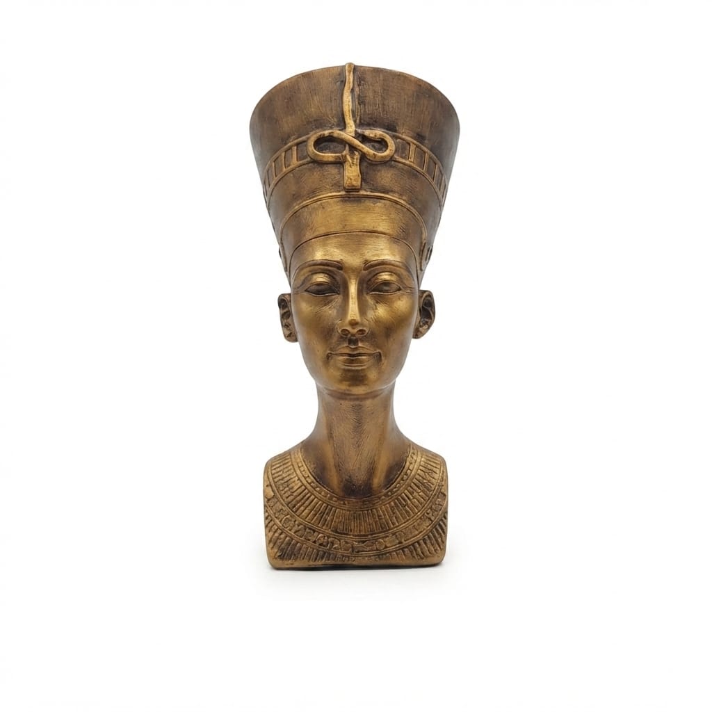 Metallic antique gold-finish Queen Nefertiti bust figurine