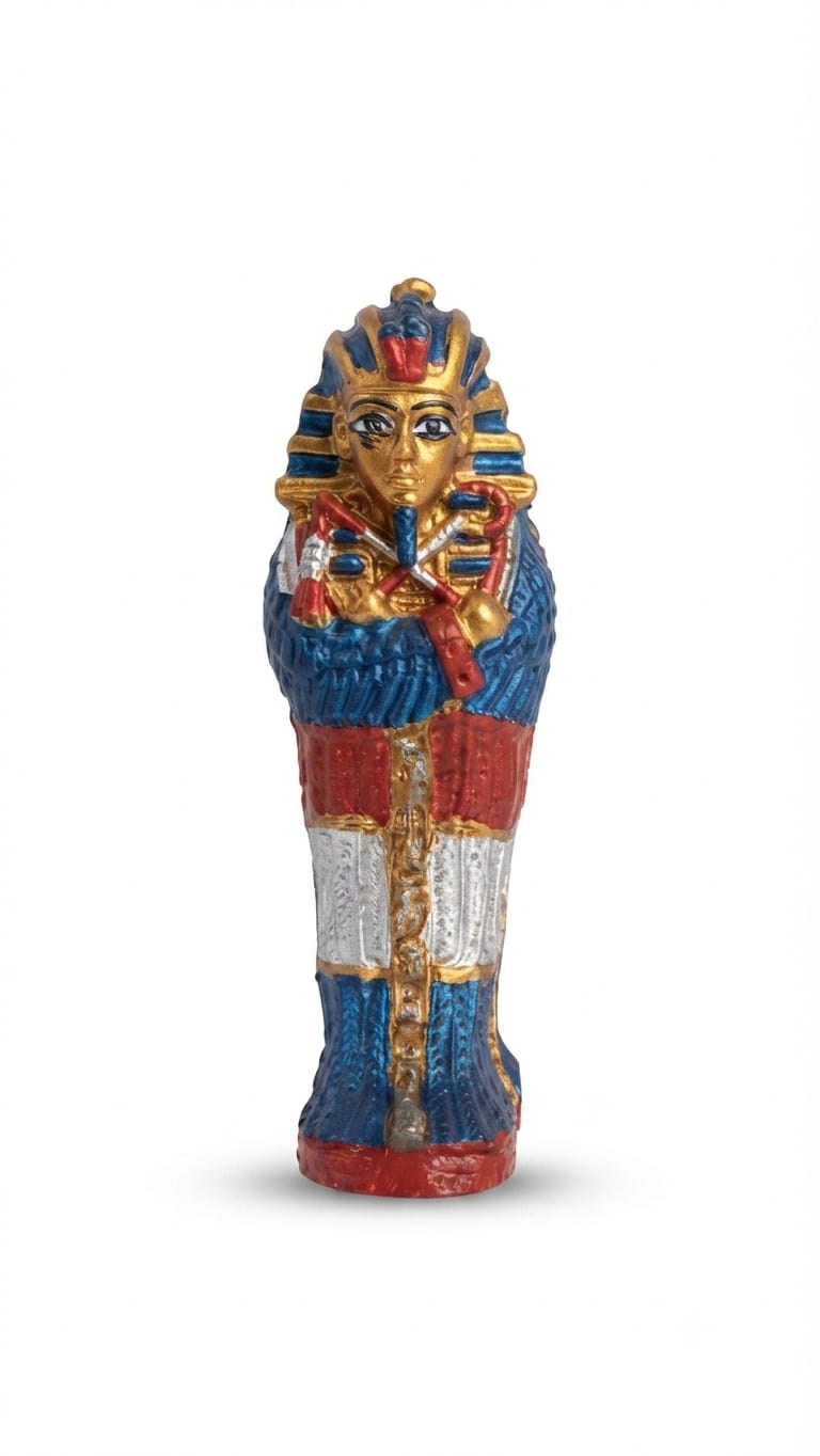 Blue, Red, and White King Tutankhamun Mummy Figurine