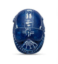 Dark Blue Scarab Beetle Figurine with White Hieroglyphic Inscriptions