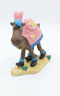 Brown Camel Figurine with Pink Patterned Blanket and Pink Bows