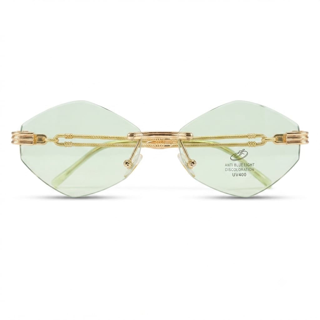 Rimless Polygon Diamond Cut Glasses