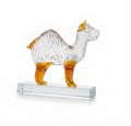 Clear and Amber Glass Camel Figurine on a Glass Base
