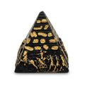 Black and Gold Egyptian Hieroglyphics and Chariot Pyramid Figurine