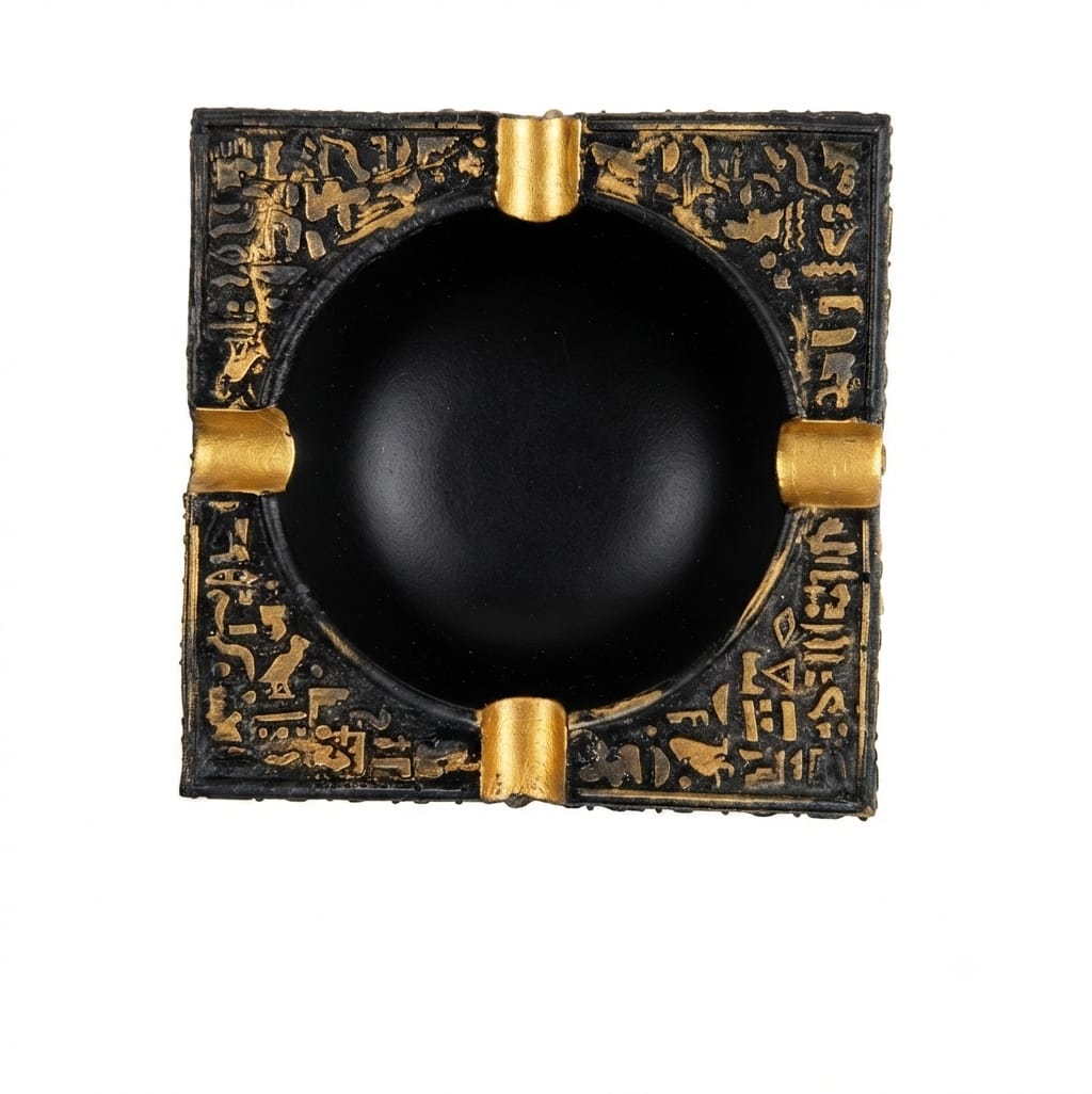 Black and Gold Square Hieroglyphic Ashtray