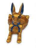 Gold Anubis dish/ashtray with blue ears and collar