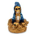 Blue Hooded Skull Ashtray with Bone Accents