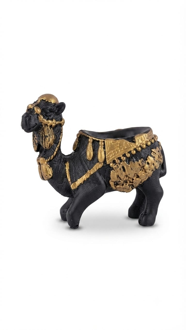 Black and gold decorative camel figurine