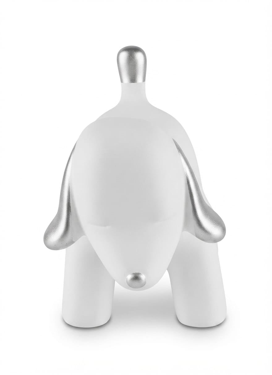 Minimalist white dog figurine