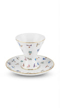 White & Colorful Hieroglyphic Coffee Cup and Saucer